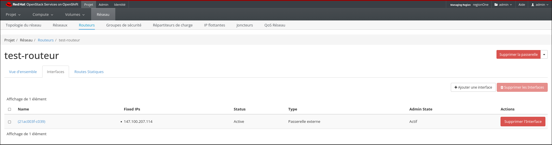Interface routeur