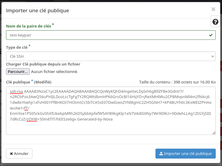 import clef publique